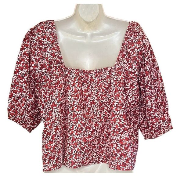 Apiece Apart Gali Shirred Organic Cotton Top in Mn Bouquet NWT Size Large - Picture 4 of 8
